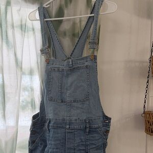 Madewell Distressed Blue Denim Overalls